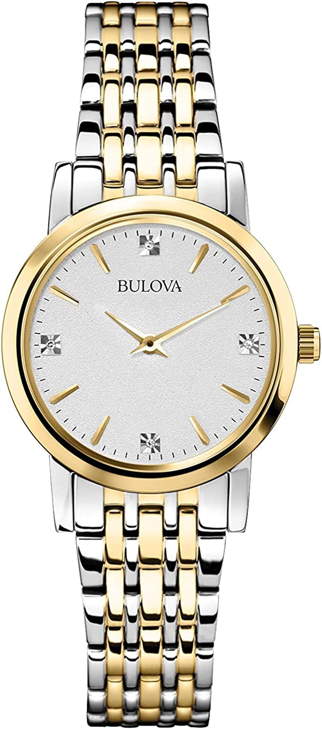 Bulova Classic Quartz Ladies Watch, Stainless Steel Diamond