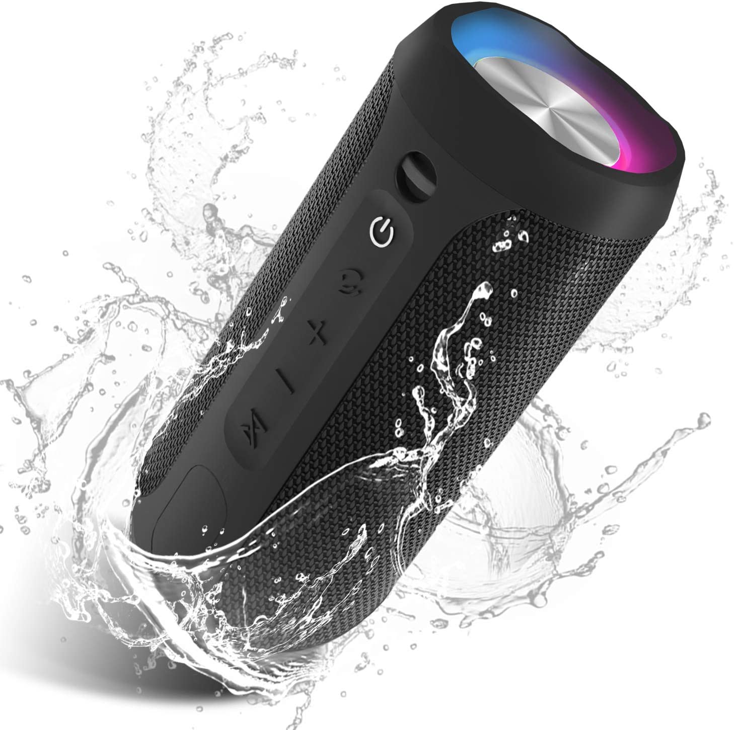 EDUPLINK Waterproof Portable Bluetooth Speaker - 20W Louder Wireless Speaker with 20 Hours Playtime, TWS Pairing, RGB Lights and TF Slot - Perfect for Beach and Pool (Black)