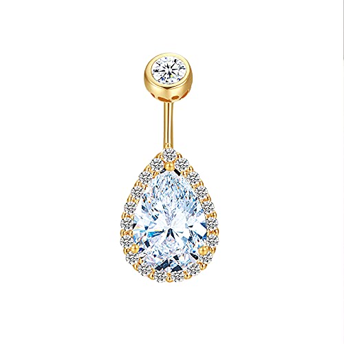 0.5CT-1.0CT GIA H-VS1 Pear Shaped Diamond Belly Button Ring, Navel Ring, Luxury Body Jewelry, Piercing, Sexy Jewelry, 3 Gold Colors Available, Wholesale Available