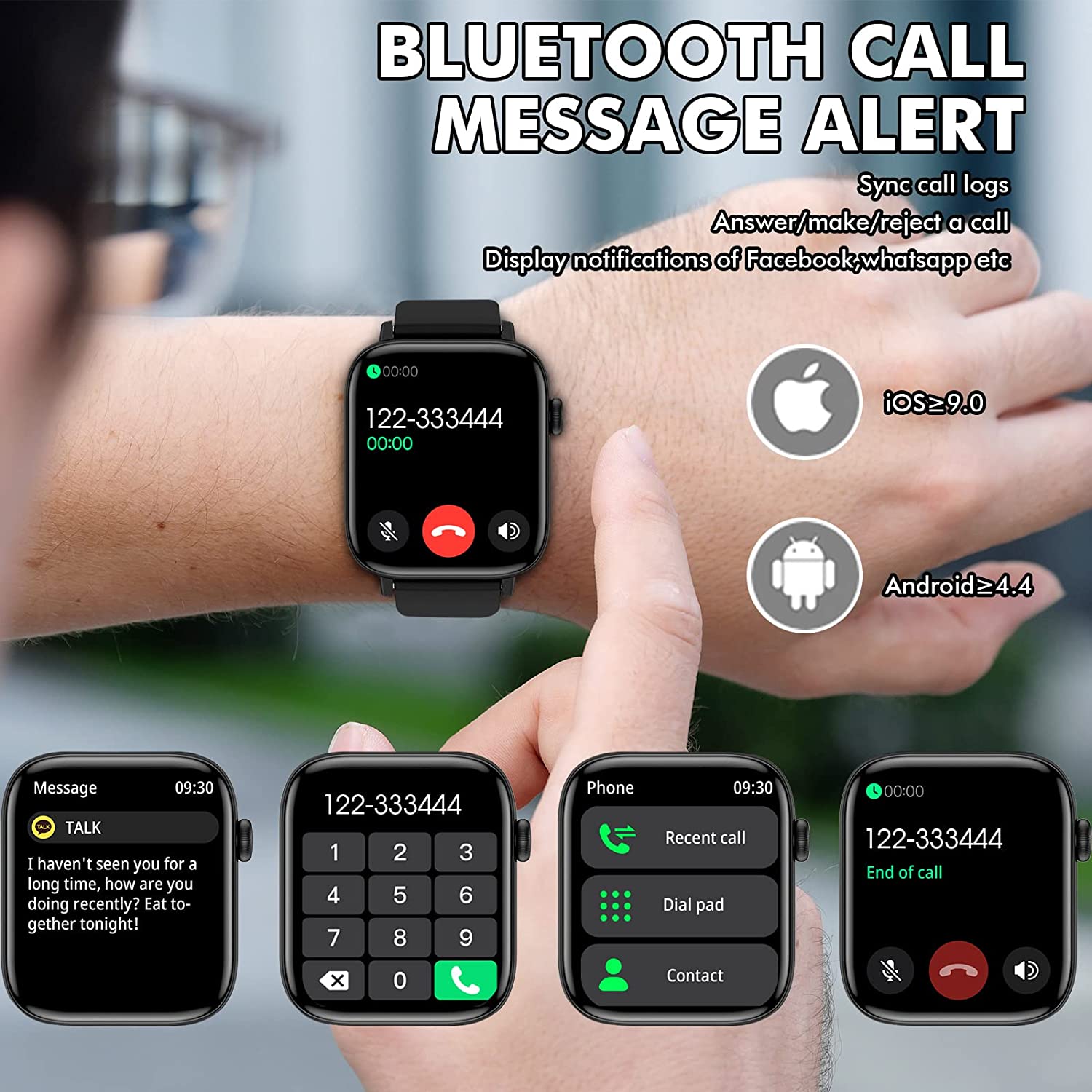 Smart Watch for Men Women Fitness: (Answer/Make Calls) 1.9" Bluetooth Call Smartwatch for Android iOS Phones with Heart Rate Sleep Tracking BP SpO2 Monitor AI Voice 25 Sport Modes Step Counter