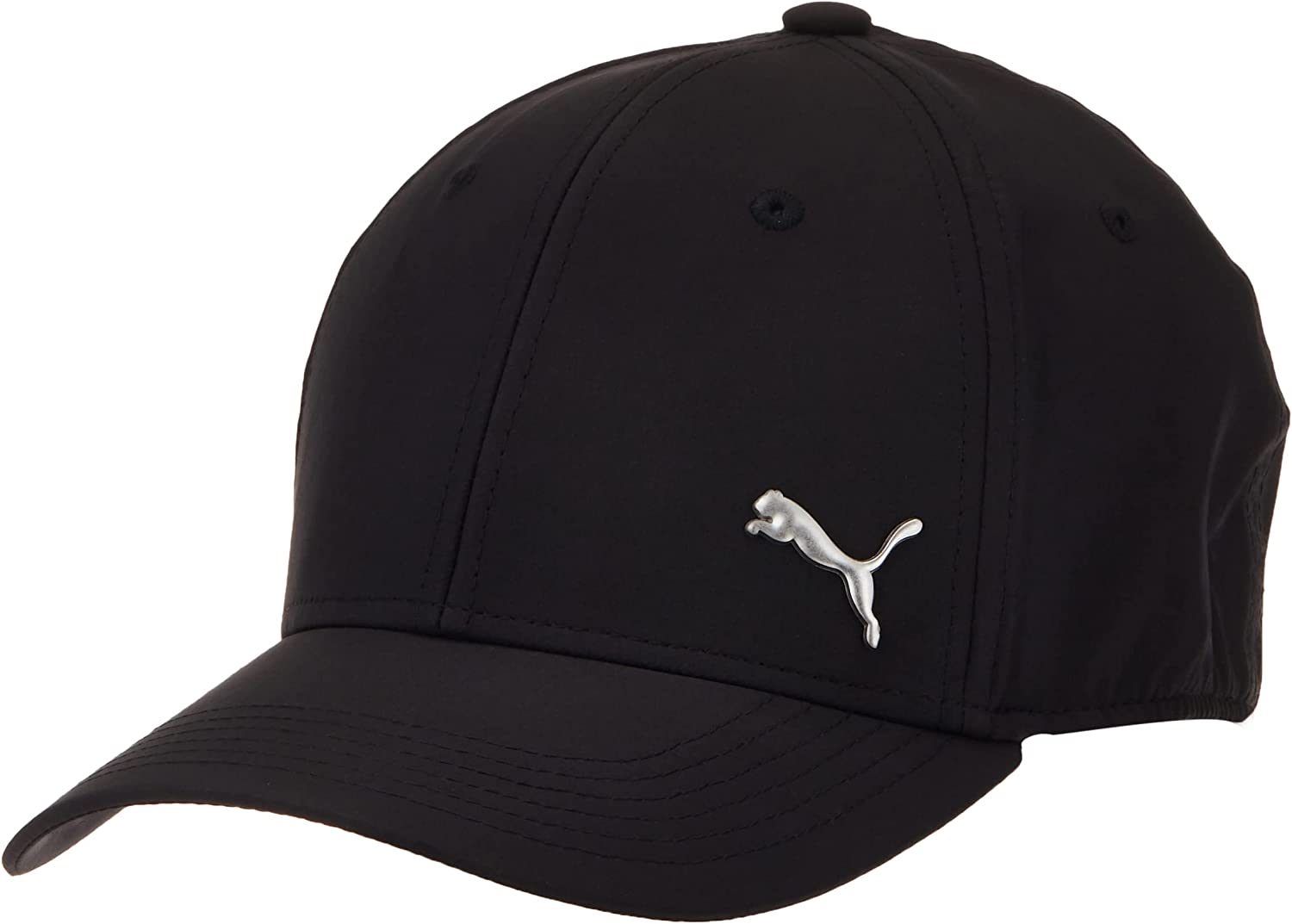 PUMA unisex adult Stretch Fit Baseball Cap, Black/Silver, Large-X-Large US