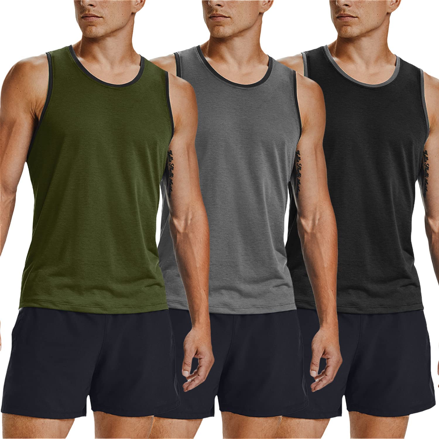 COOFANDY Men's Workout Tank Tops 3 Pack Gym Shirts Muscle Tee Bodybuilding Fitness Sleeveless T Shirts