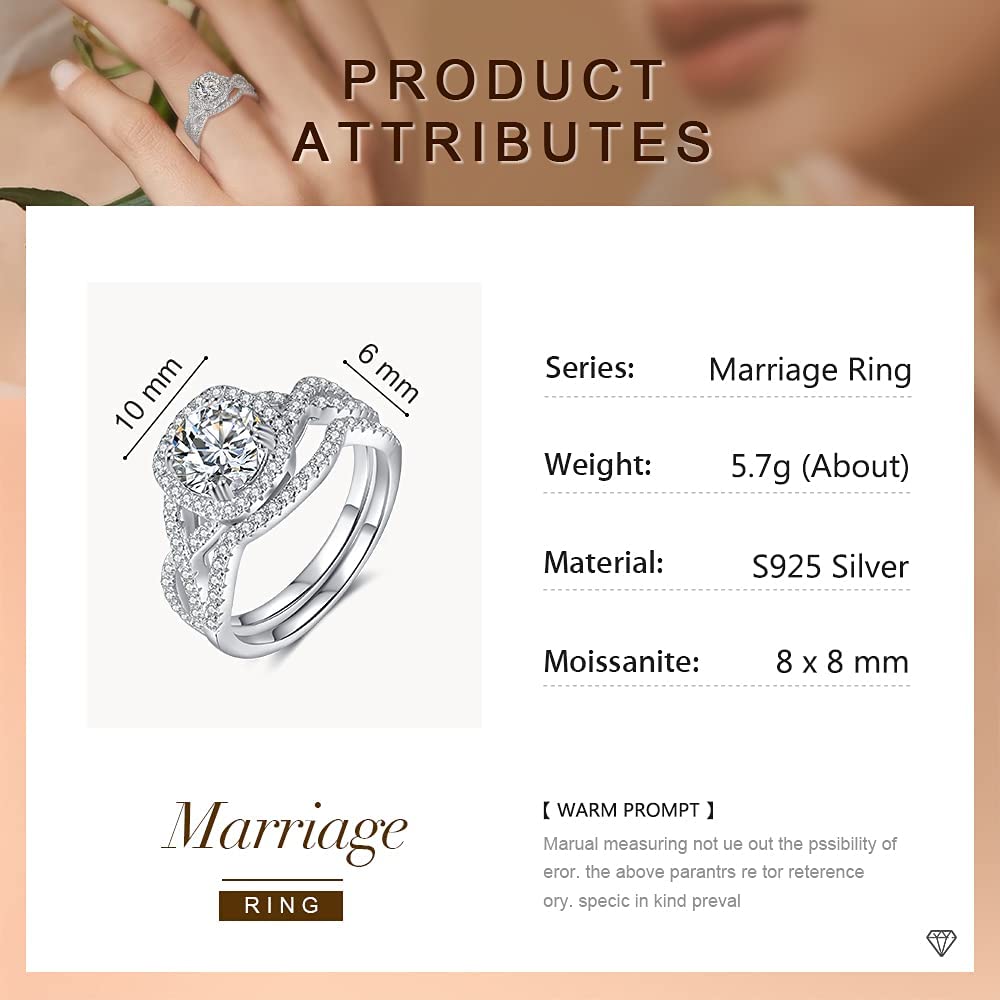 lorajewel Sterling Silver Wedding Rings for Women Moissanite Diamond Engagement  RingAnniversary  Promise Rings for Her  I Love You Gifts