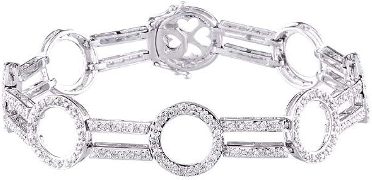 *RYLOS Diamond Tennis Bracelet Classic 14K White Gold Circle of Life Designer With Spectacular Diamonds - 7 1/4"*