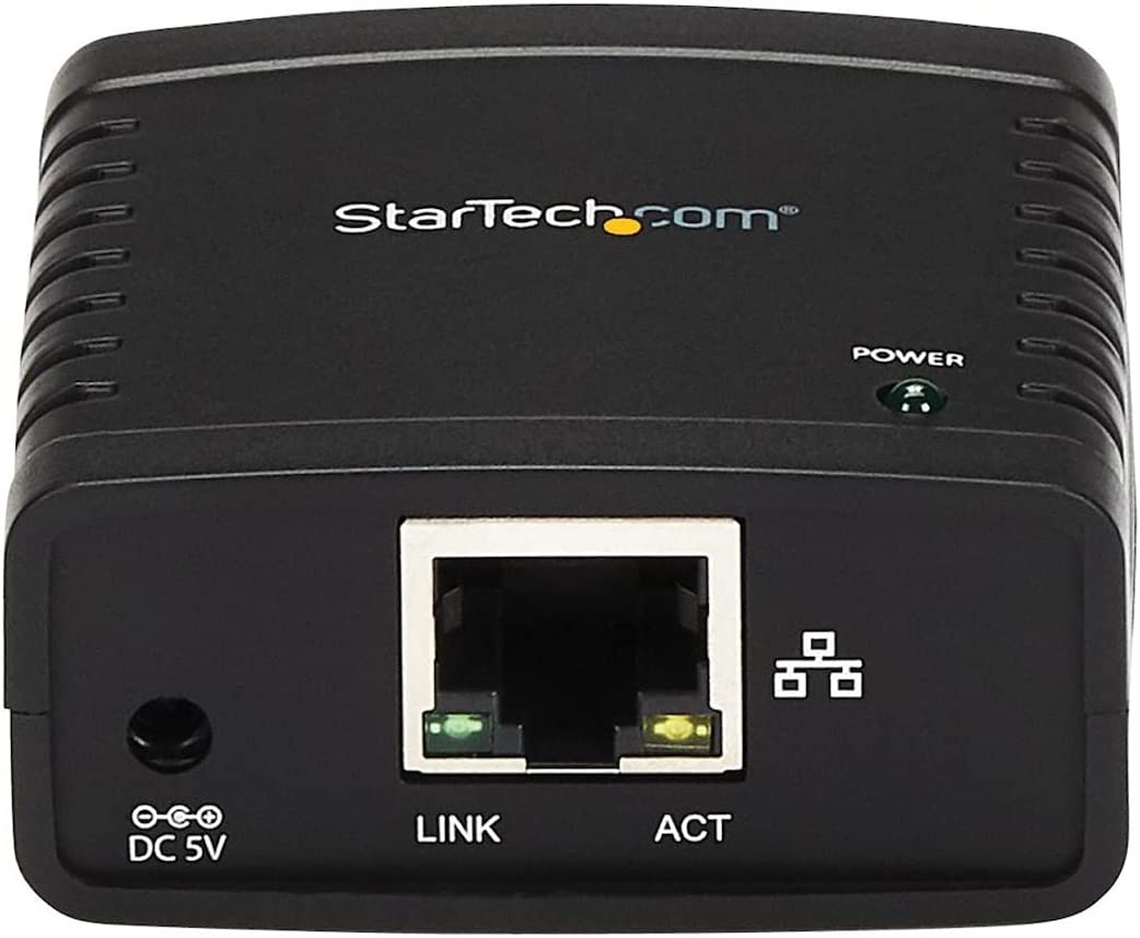 StarTech.com 10/100Mbps Ethernet to USB 2.0 Network Print Server - Windows 10 - LPR - LAN USB Print Server Adapter (PM1115U2)