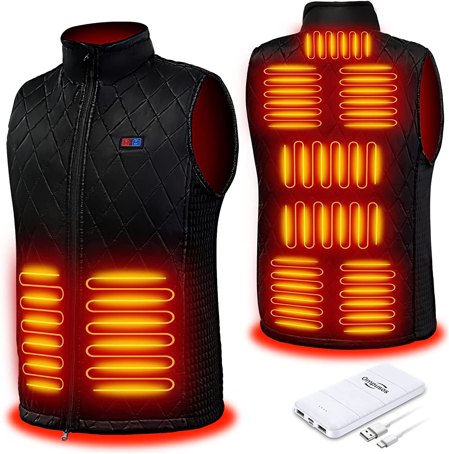 Ompusos Heated Vest for Men Women， Heated Vest with Battery Pack Included Rechargeable， Electric Heated Jacket for Hunting