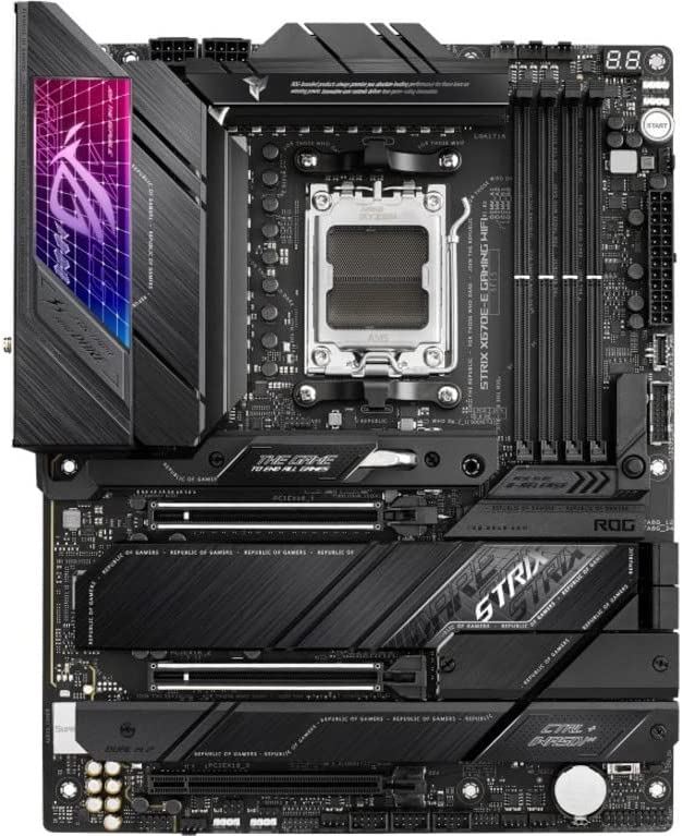 ASUS ROG Strix X670E-E Gaming WiFi 6E Socket AM5(LGA 1718) Ryzen 7000 ATX Gaming Motherboard(18+2 Power Stages,PCIe? 5.0, DDR,4xM.2 Slots,USB 3.2 Gen 2x2, WiFi 6E,PCIe Slot Q-Release, M.2 Q-Latch)