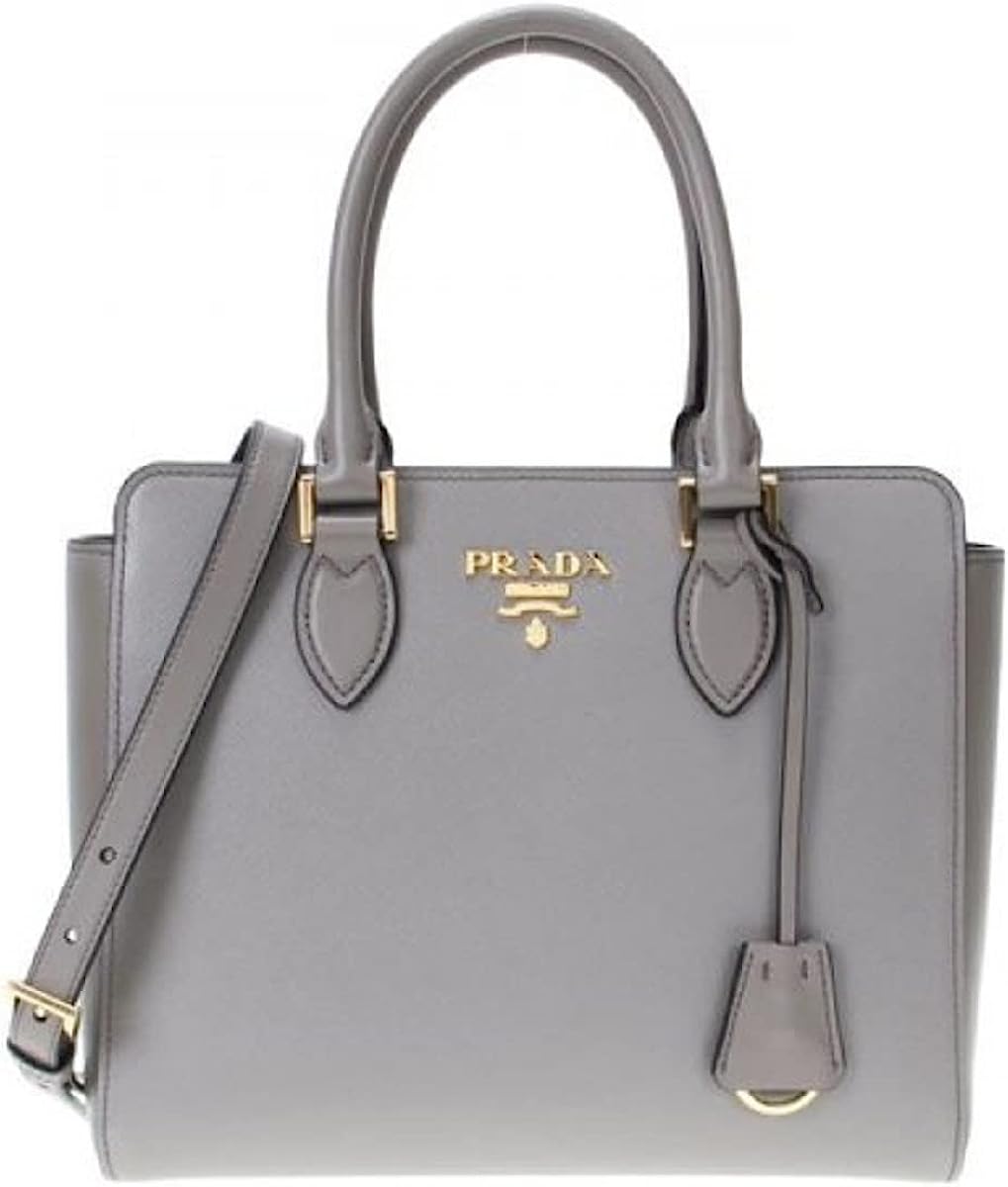 Prada Saffiano Leather Argilla Nero Two-Toned Black and Gray Handbag 1BA113