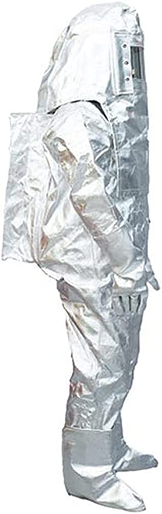 Heat Resistant Suit Fireproof Clothing Anti Thermal Radiation 1000-1200 Degree Fireproof Flameproof Coveralls Composite Aluminium Foil Firefighter Uniform(XXL)
