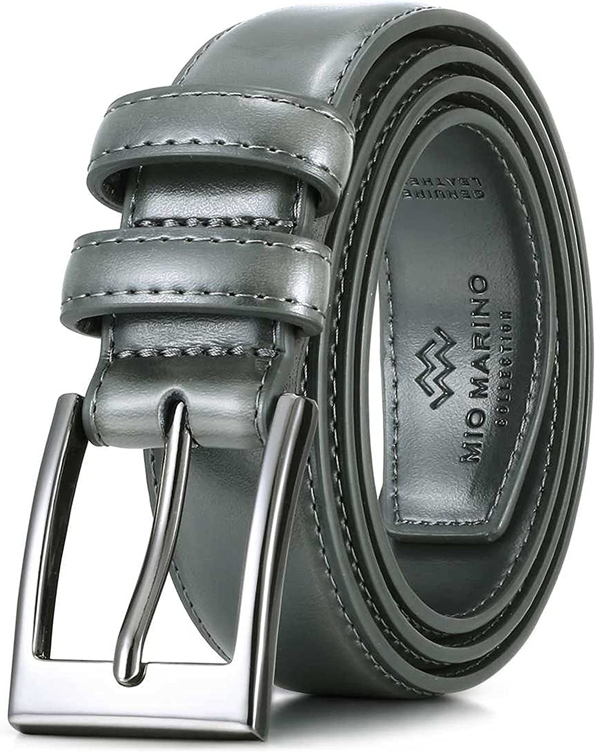 Marino’s Men Genuine Leather Dress Belt with Single Prong Buckle - Charcoal - 40 (Waist: 38)