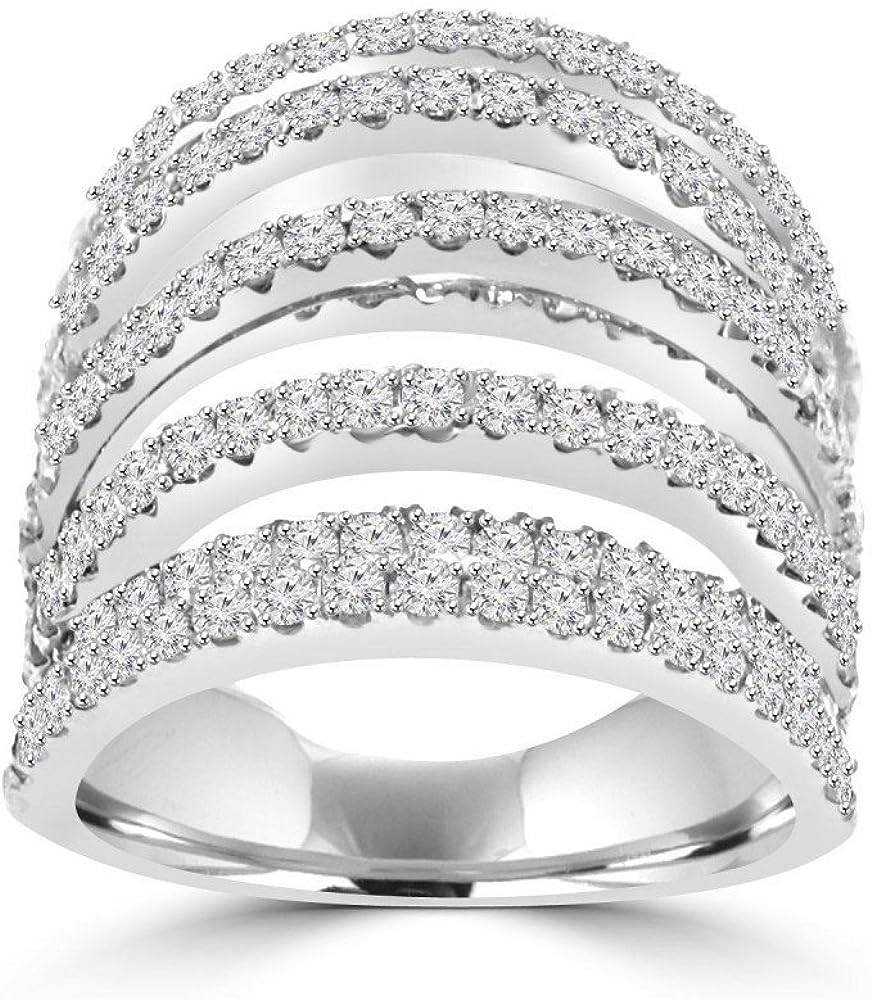 Madina Jewelry 4.46 ct Ladies Round Cut Diamond Anniversary Wedding Band Ring in 18 kt White Gold