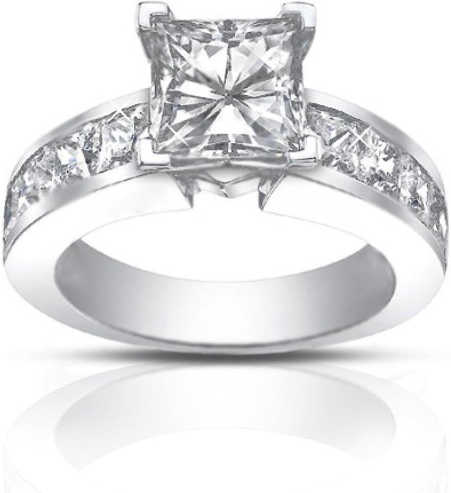 Madina Jewelry 2.50 Ct Ladies Princess Cut Diamond Engagement Ring in Platinum