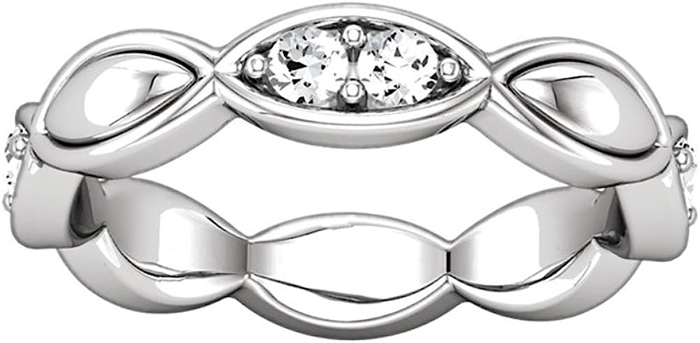 Madina Jewelry 0.75 ct Ladies Round Cut Diamond Eternity Band Ring in 18 kt White Gold