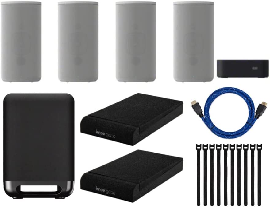 Sony HT-A9 7.1.4-Channel High-Performance Home Theater Speaker System SA-SW5 300W Wireless Subwoofer, Knox Gear Isolation Pads, 4K HDMI Cable (6-Feet) and Focus Cable Ties Bundle (5 Items)