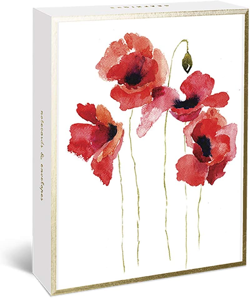 Graphique Watercolor Flowers Greeting Cards | 20 Pack | All Occasion Blank Note Cards with Envelopes | 4 Assorted Floral Designs with Gold Foil Borders | Boxed Set for Personalized Notes | 4.25" x 6"