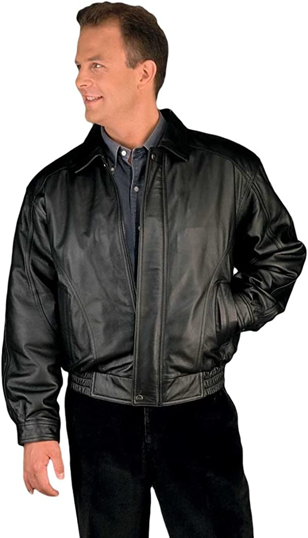 REED Men's American Style Bomber Genuine Leather Jacket