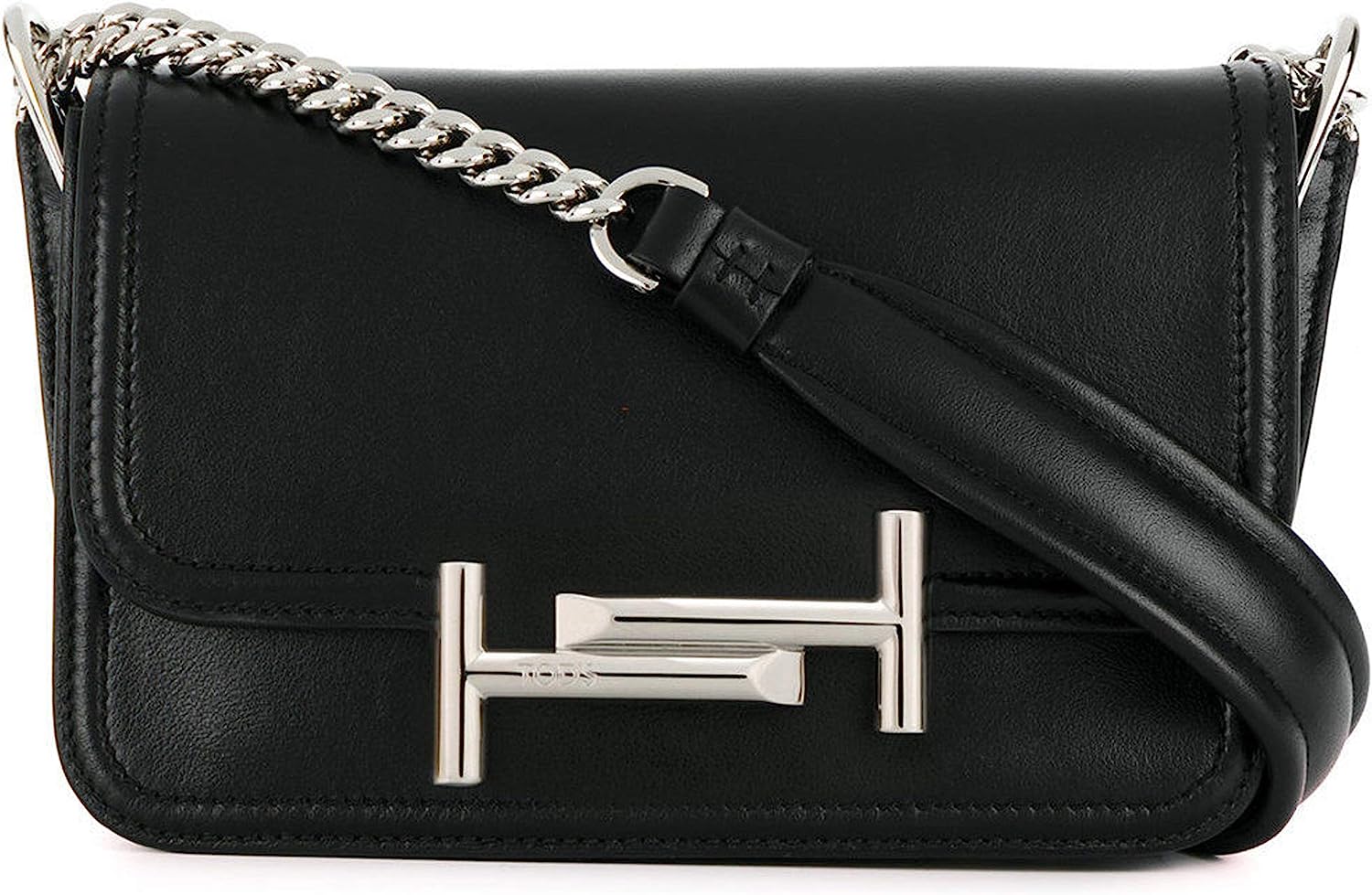 Tod's Mini Double T Shoulder Bag Black Ladies Handbag XBWAMUB0101