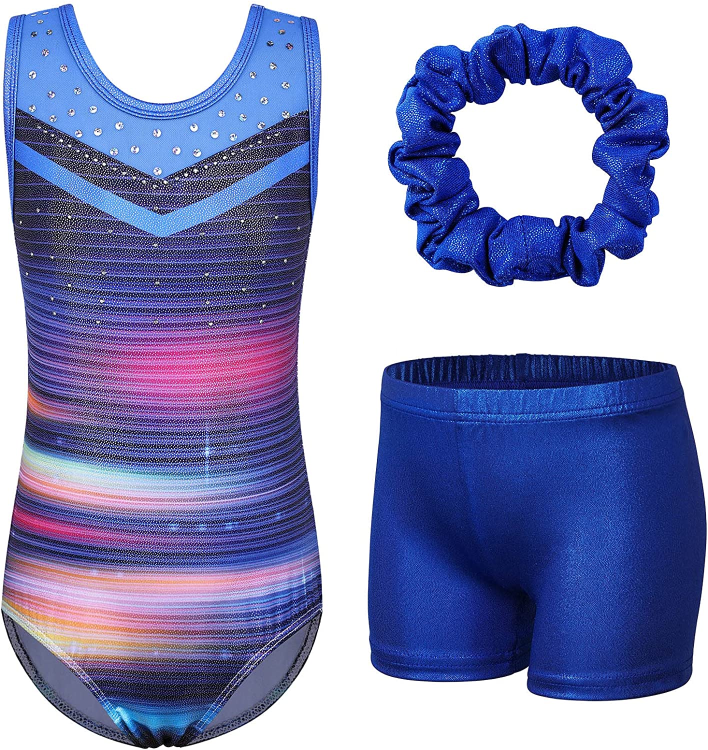 BAOHULU Gymnastics Leotards for Girls Toddlers Kids Sparkle Sequins Mesh Top Dancewear