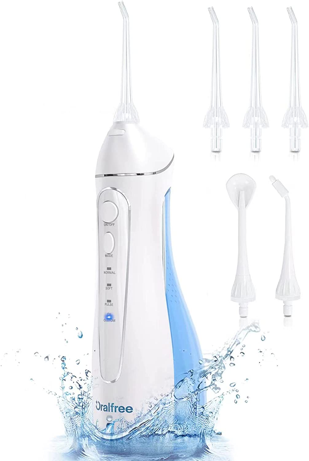 Water Dental Flosser Cordless for Teeth Cleaning - 4 Modes Oral Irrigator Braces Flossers Cleaner, Rechargeable Portable IPX7 Waterproof Powerful Battery for Travel Home