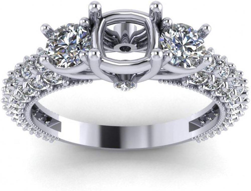 Madina Jewelry 1.85 ct Round Cut Diamond Semi Mount Engagement Ring in 18 kt White Gold