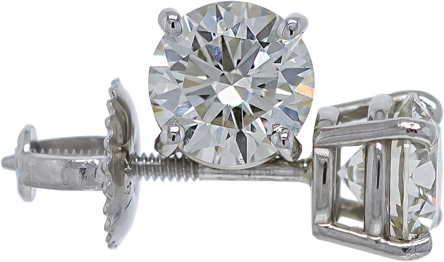 IGI Certified 1.5 cttw Lab Created Womens Diamond Stud Earrings 14k White Gold VS2-SI1