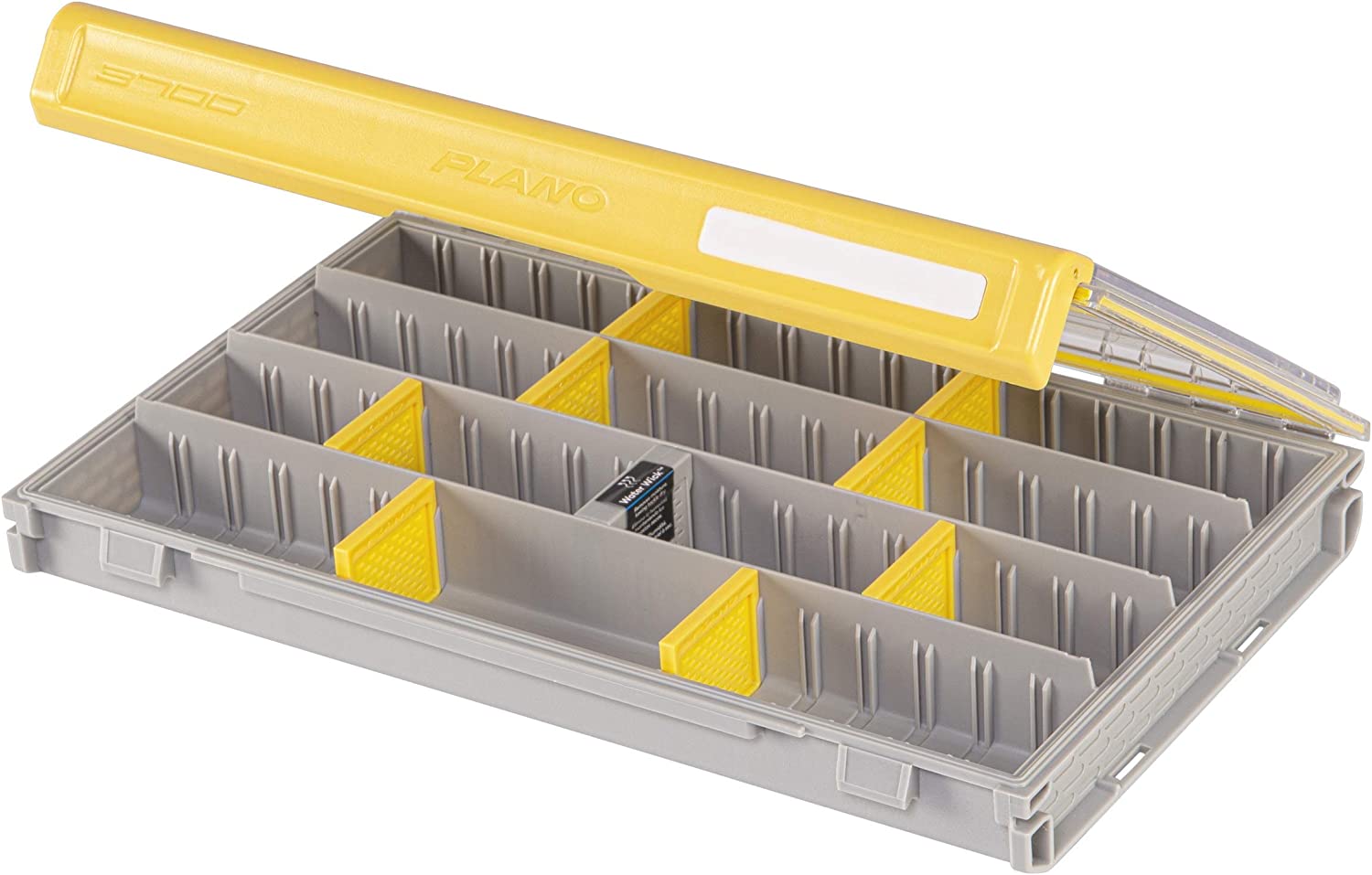 Plano Edge 3600 Terminal Tackle Storage, Gray and Yellow, Includes 10 Hook Retainers, Rustrictor Rust-Resistant Technology, Waterproof Premium Fishing Utility Box