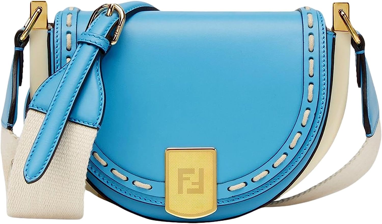FENDI Moonlight Cyber Blue Leather Satchel Crossbody Bag