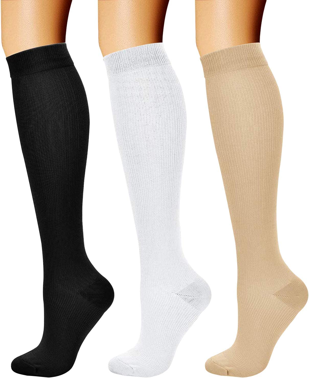 CHARMKING Compression Socks for Women & Men Circulation (3 Pairs) 15-20 mmHg is Best Support for Athletic Running Cycling