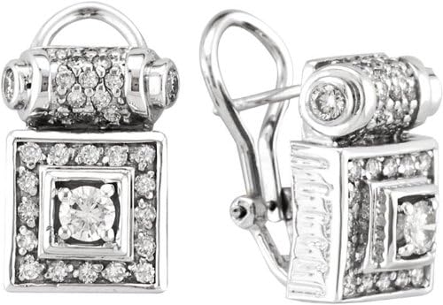 Antique Style Diamond Earrings, 18K White Gold