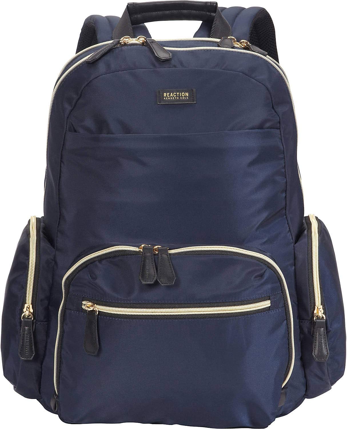 Kenneth Cole REACTION Women's Sophie Backpack Silky Nylon Laptop & Tablet RFID Bookbag, Navy, One Size