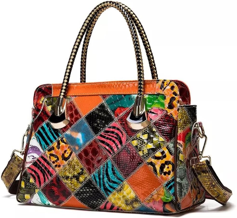 SHZBCDN Leather Bags Handbags Women's Printed Painted Tote Bags Women's Shoulder Bags (Color : A, Size